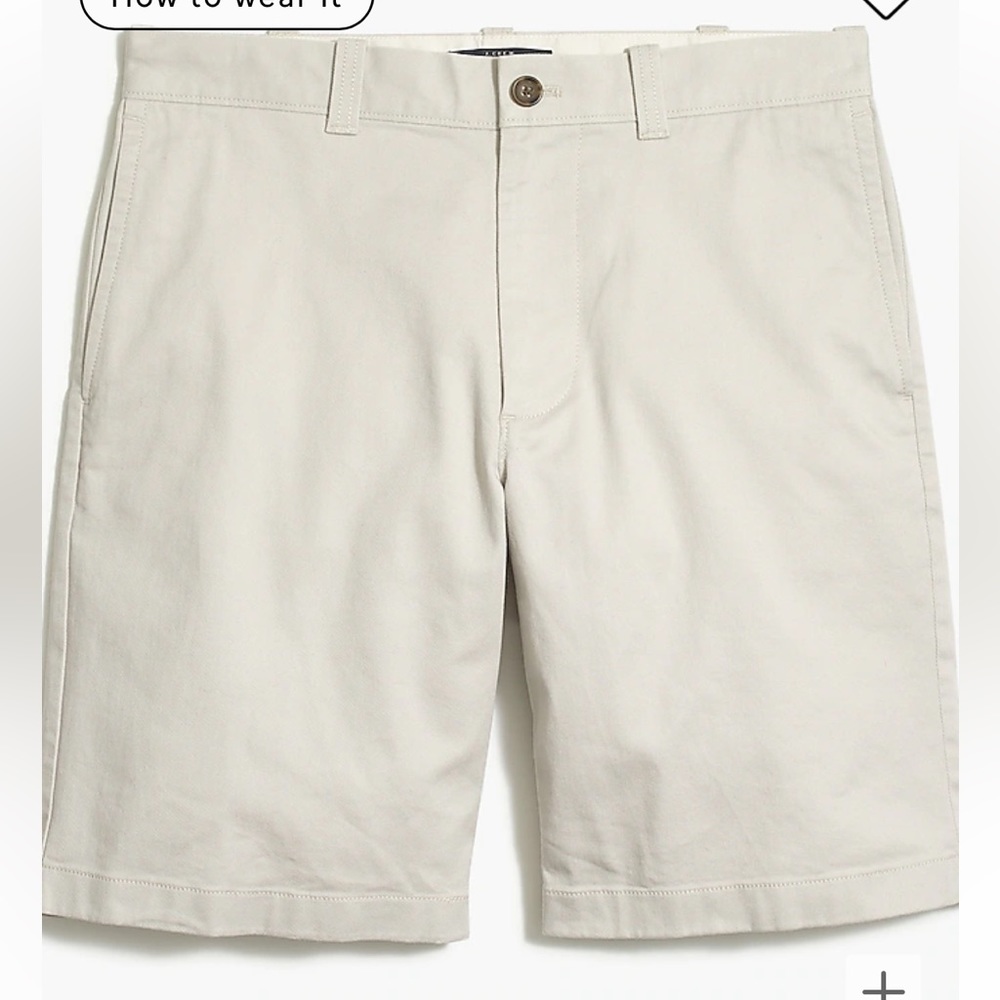 J.Crew Factory Men’s 34 Light Khaki Flat Front Chino Short Like New Condition